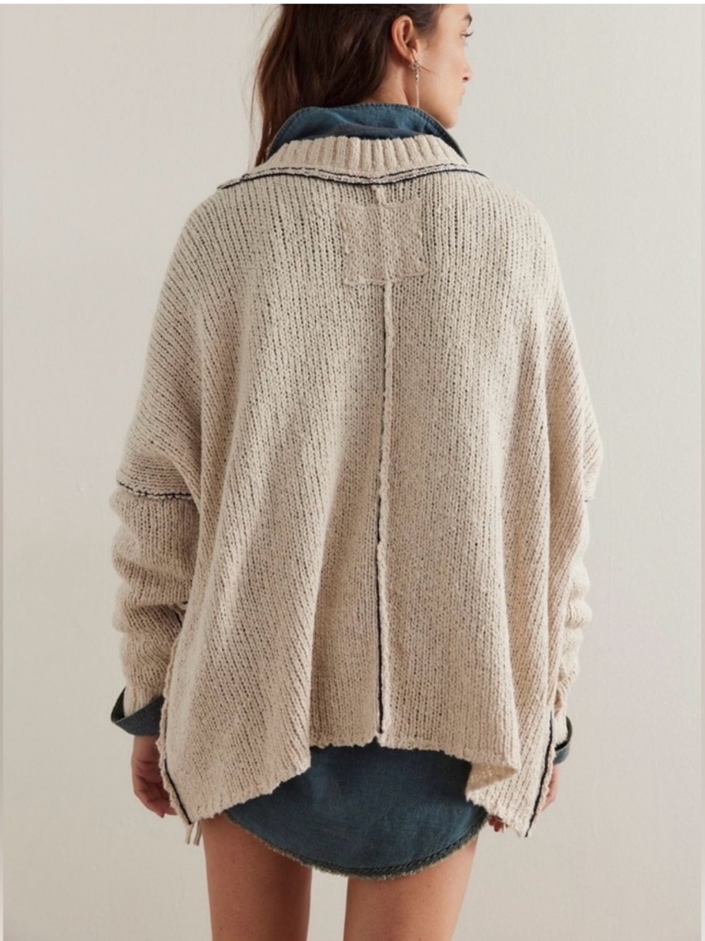 Free People We The Free Morgan Cable Pullover Sweater Cream - Picture 3 of 16